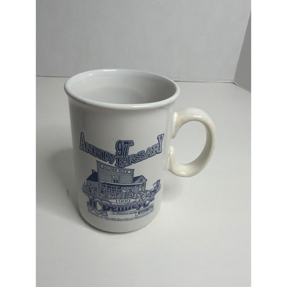 Other - Vintage JCPenney 97th Anniversary 1999 Coffee Mug Golden Rule Store White Blue